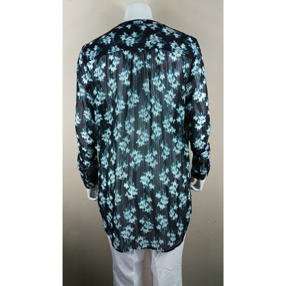 Vera Wang Simply Vera Black & Green Printed Blouse - Picture 3 of 8